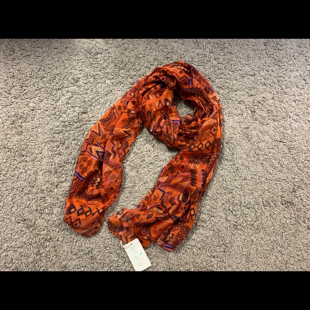 Kitara, Tribal Print Scarf in Orange
